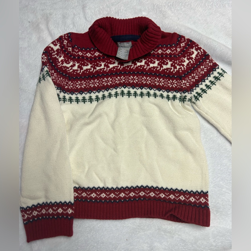 Tahari boys sweater with reindeer and trees - Picture 2 of 3